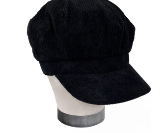 Cord Baker Boy Hat Black Corduroy Newsboy Cap by CRAGGI - Etsy