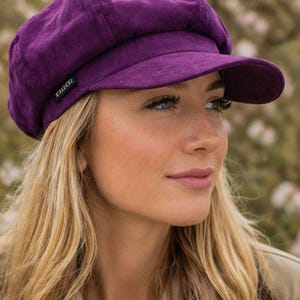 Craggi Ladies Baker boy Hat Purple Velvet Shelby Newsboy Womens Cap
