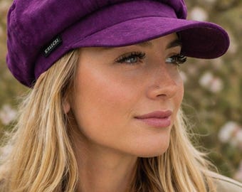 Craggi Ladies Baker boy Hat Purple Velvet Shelby Newsboy Womens Cap