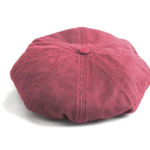 Casquette gavroche effet cire rose rouge Baker Boy image 8