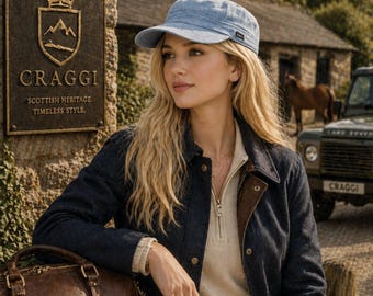 Gorra estilo Newsboy de mezclilla para mujer Craggi / Gorra deportiva militar de mezclilla azul para mujer