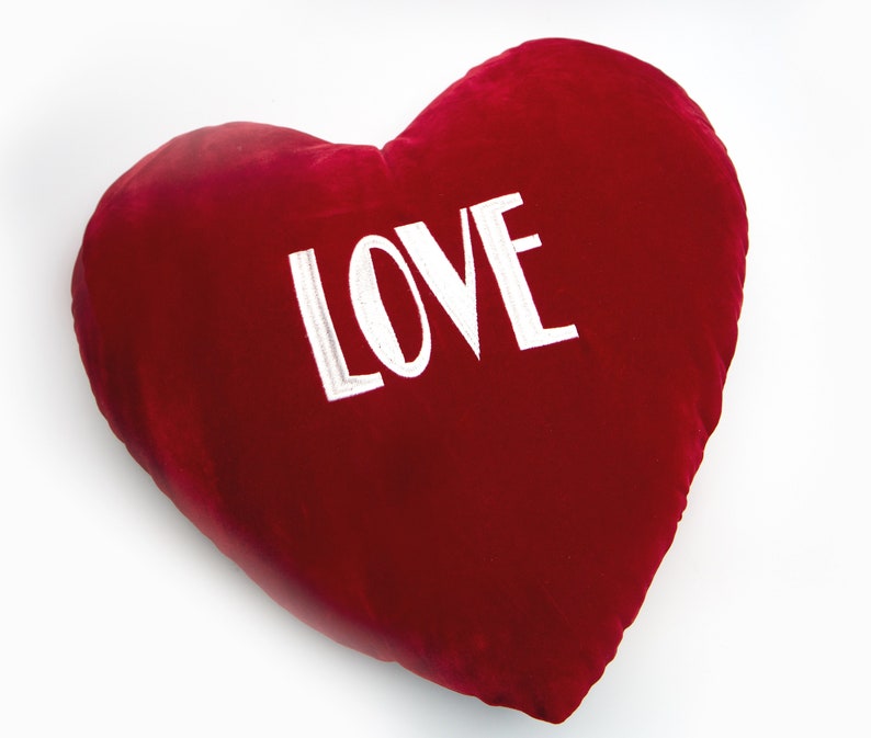 Love Heart Cushion Emoji Pillow Red Velvet image 1