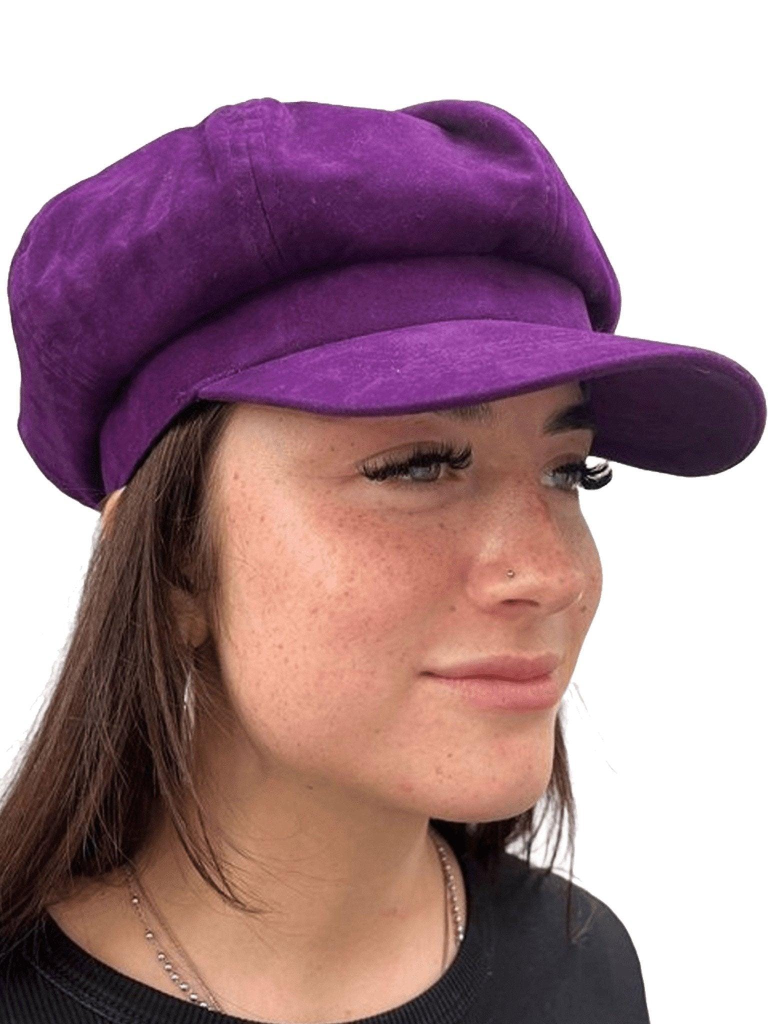 Craggi Ladies Baker Boy Hat Purple Velvet Shelby Newsboy 