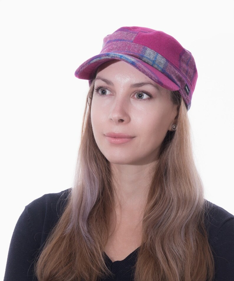 Pink Tweed Newsboy Cap Military style Baker Boy Cap Country Etsy