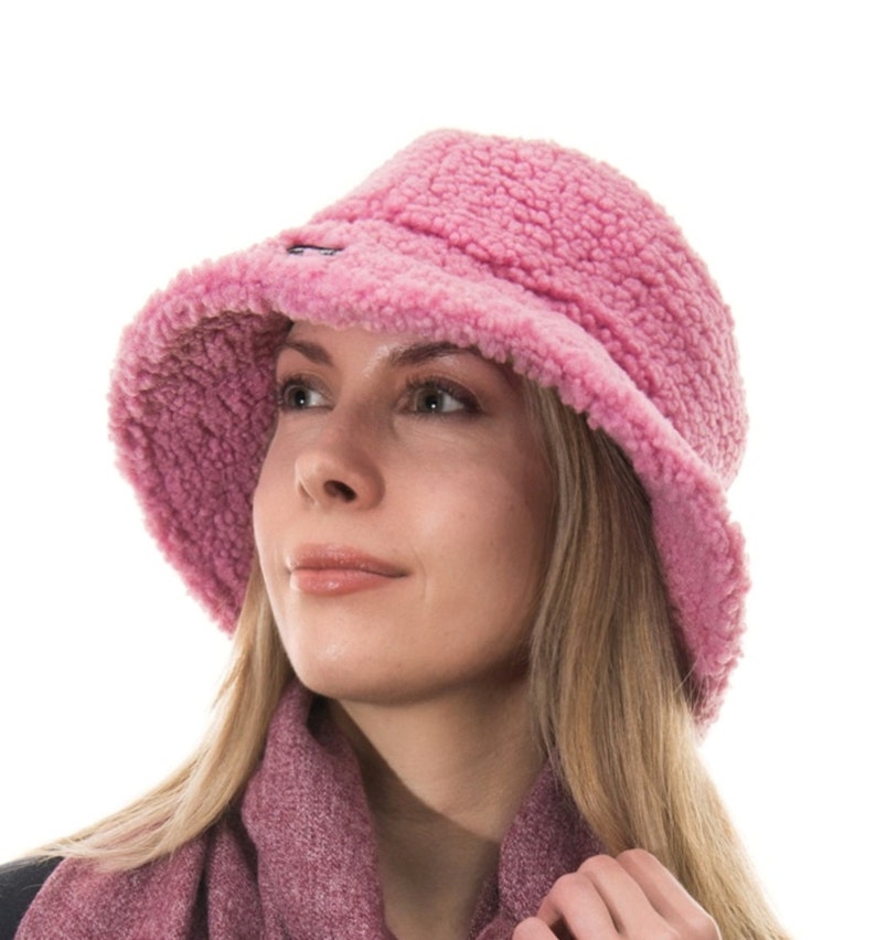 Borg Bucket Hat Pink Sherpa Teddy Hat - Etsy Canada
