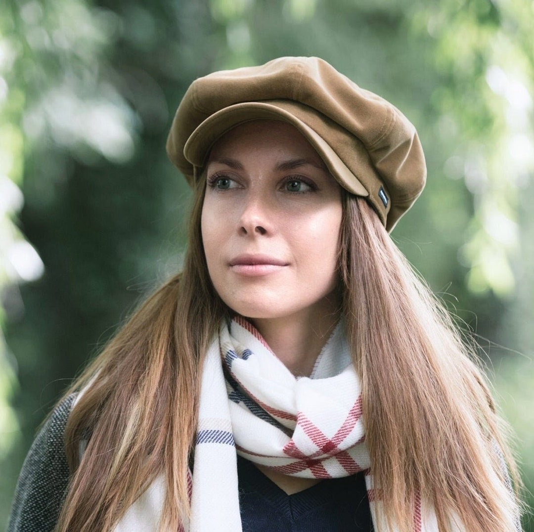 Velvet Baker Boy Hat Gold Velvet Newsboy Cap Etsy