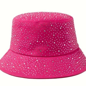 Bucket Hat Pink Sequin Wide Brim Hat