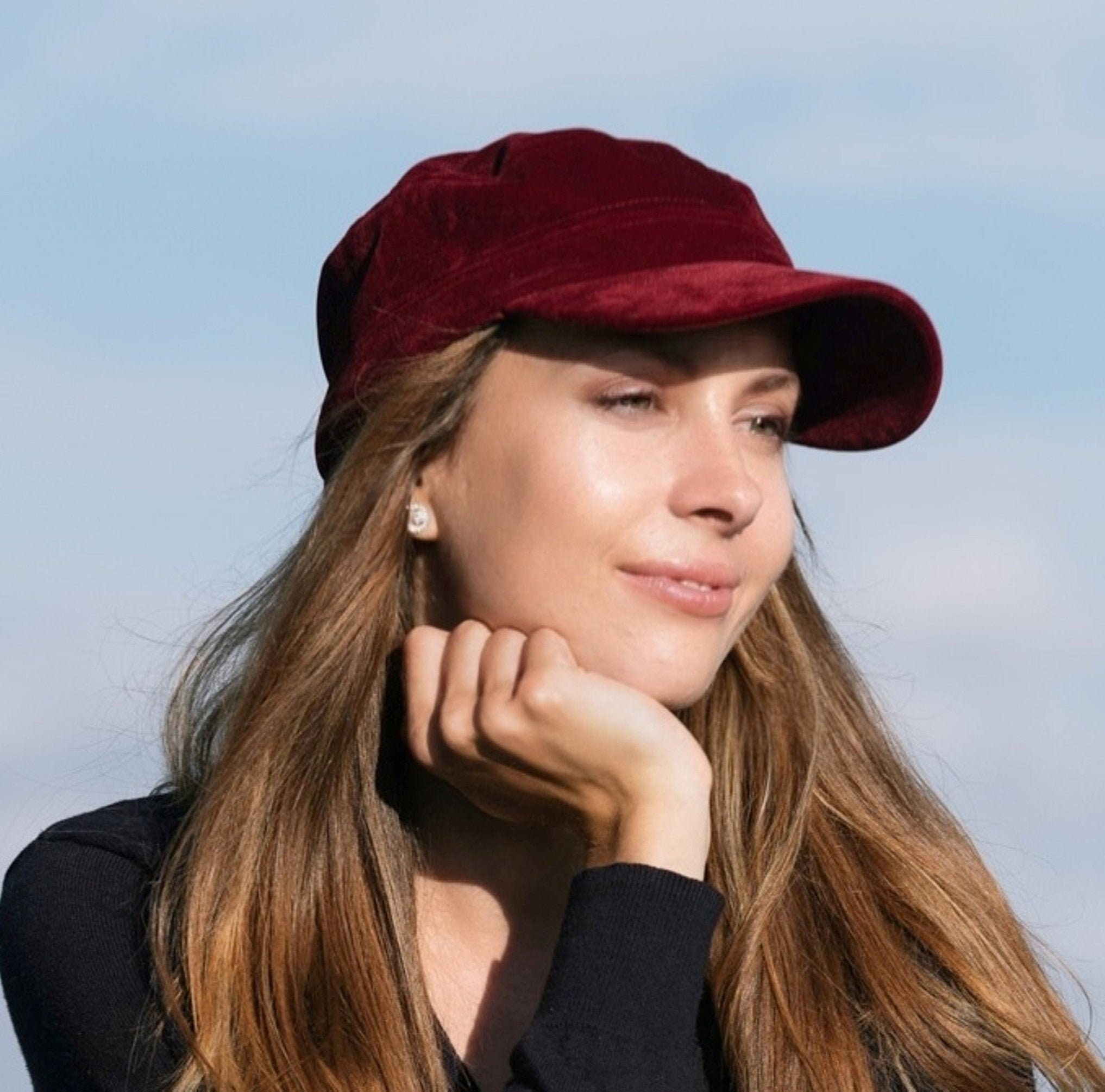 Velvet Newsboy Cap Baker Boy Military 