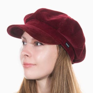 Baker Boy Hat Newsboy Cap Red Velvet Hat by CRAGGI