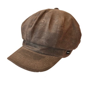 Bäckerjungen-Mütze, Zeitungsjungen-Mütze, brauner, wasserabweisender Hut aus gewachster Baumwolle Bild 6