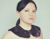 Purple Peter Pan Collar. Christmas Women Gift. Violet Collar. Detachable Collar. Fabric Collar. Fabric Necklace. Astrakhan Fabric Collar