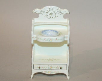DOLLHOUSE MINIATURES " Wooden Washstand, with basin " Artisan Handmade Miniature in 12th scale. From CosediunaltroMondo