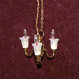 1:24 Scale Miniature 3-Arm Tulip Chandelier- DOLLHOUSE MINIATURES -Handmade Miniature -CosediunaltroMondo