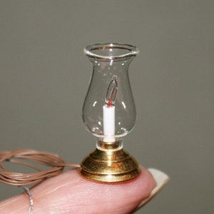 Wired Table lamp, brass and glass base -Dollhouse miniatures, lighting Accessory -Artisan Handmade Miniature 12th scale CosediunaltroMondo