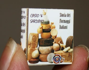 Cook book cheeses, CU2 -DOLLHOUSE Miniatures - Artisan Handmade Miniature books 12th scale - CosediunaltroMondo Italy
