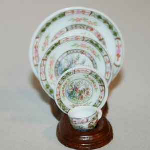 Dollhouse Miniatures &quot; Wooden dish holder, with ceramic cup &quot; Artisan Handmade Miniature in 12th scale. From CosediunaltroMondo Italy