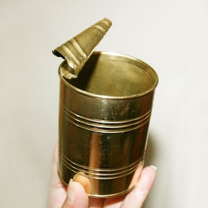 Brass Pencil Holder, shaped like an open can, home decor, desk accessory, gift for him, gift for her, Made in Italy