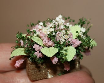 DOLLHOUSE Miniatures  &quot; Pink Flowers box &quot;  Scale 1/12 Artisan handmade miniature CosediunaltroMondo Italy