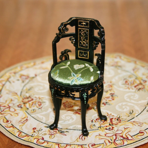 DOLLHOUSE MINIATURES " Wooden chinese chair and table " Artisan Handmade Miniature in 12th scale. From CosediunaltroMondo Italy
