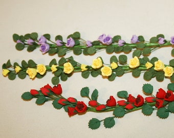 Dolls House Climbing Roses -red, yellow, lilac - Miniature Flower - Vine Garland- Garden Accessory - Miniatures - CosediunaltroMondo