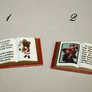 DOLLHOUSE MINIATURES Christmas open books Artisan Handmade Miniature in 12th scale. From CosediunaltroMondo Italy image 1