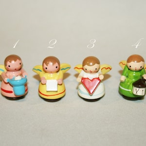 Wooden angels, accessories for wooden showcase/Sevi Italy/ Christmas gift/ Gift for her/ Miniature Wood toys/ Hand painted