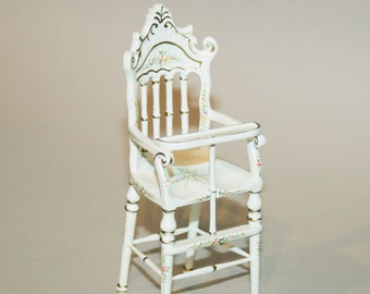 DOLLHOUSE MINIATURES " BABY high chair " Artisan Handmade Miniature in 12th scale. From CosediunaltroMondo Italy
