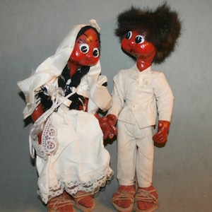 Vintage Toluca Mexico Indios Wedding Dolls 9 1/2&quot;  -Mexican character dolls - Collectable Art - museum Dolls -christmas gift