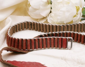 STONE WASHED red leather BELT /vintage 80s/ special belt / The hip belt/ Boho belt/ Made in Italy/ Gift for her