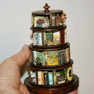 Luxury Revolving Bookcase -DOLLHOUSE Miniatures -artisan Handmade 12th ...