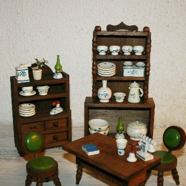 Wooden tableware - Dora Kuhn stylized '50/'60 - kitchen accessory -VTG Sevi italy- dollhouse handpainted -Modern Designer - miniature scene