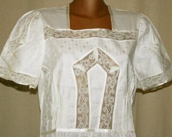 Camisón vintage, Algodón y encaje / ropa de noche /Encaje francés/ropa interior de mujer/Lencería /Pijama/Regalo para ella/Regalo de Navidad/Vestidos de noche