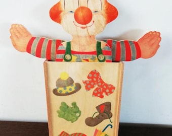 Sevi Italia - Payaso musical de pared de madera vintage para niños, hecho en Italia, regalo de Navidad
