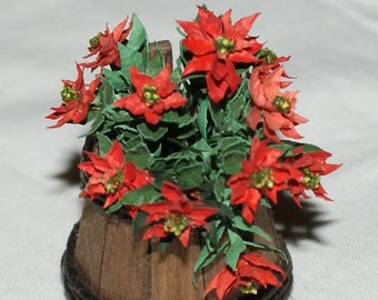 DOLLHOUSE MINIATURES &quot; Christmas poinsettia flowers &quot; Artisan Handmade Miniature in 12th scale. From CosediunaltroMondo  Italy