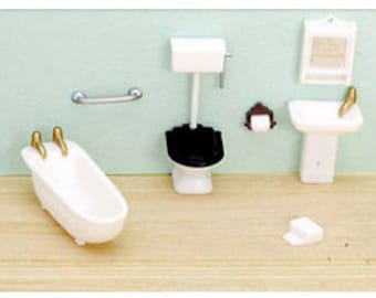 Dollhouse Miniature Bathroom Set Quarter Inch scale 1/4 Dollhouse Miniature -Quarter Scale Furniture 1:48 -CosediunaltroMondo Italy