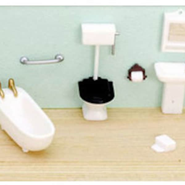 Dollhouse Miniature Bathroom Set Quarter Inch scale 1/4 Dollhouse Miniature -Quarter Scale Furniture 1:48 -CosediunaltroMondo Italy