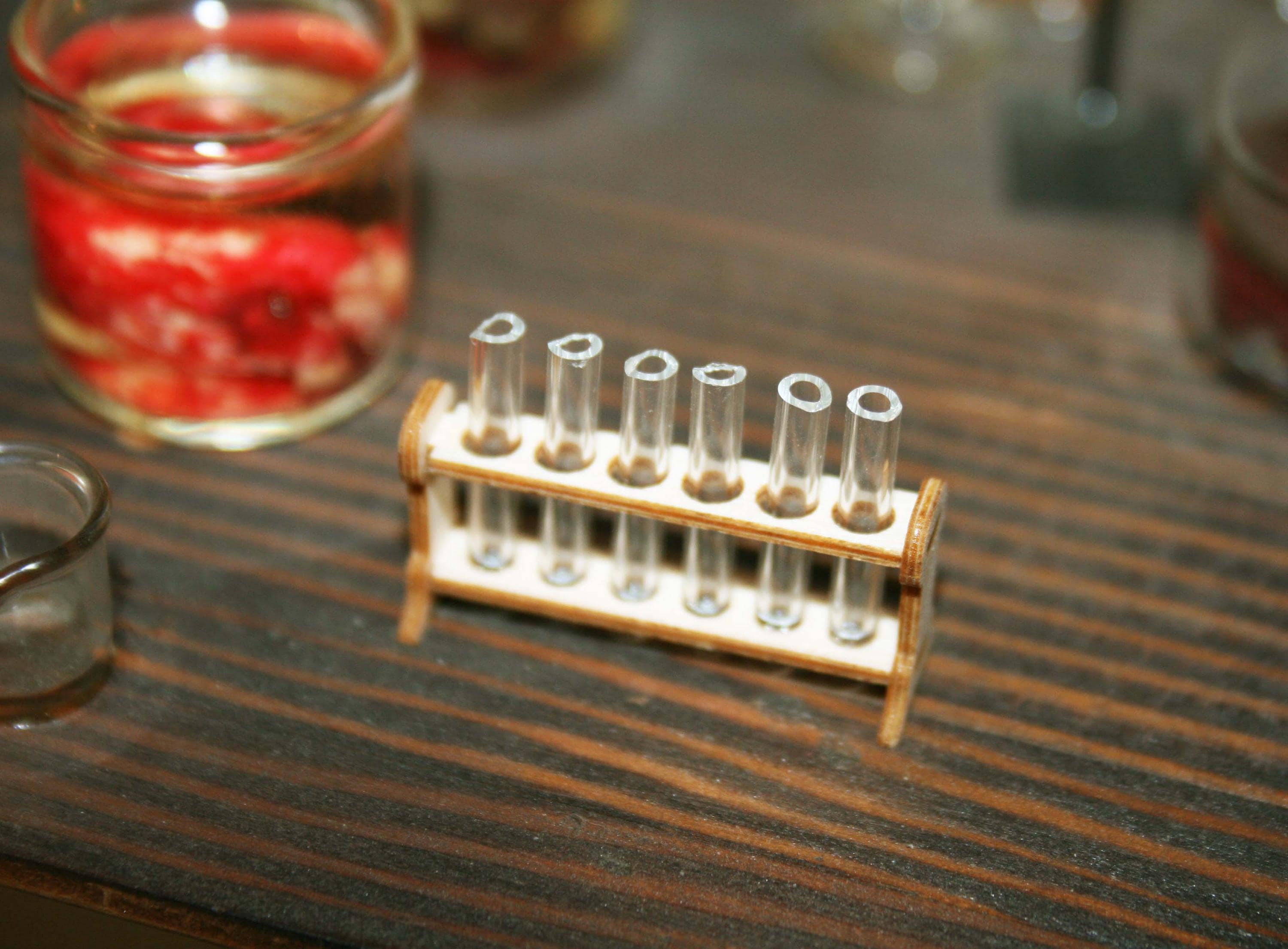 LABORATORIO Provette Con Rack -farmacia In Miniatura - Miniatura Casa Delle Bambole - Miniature Artigianali Fatte A Mano -CosediunaltroMondo - Italia - Foto 9