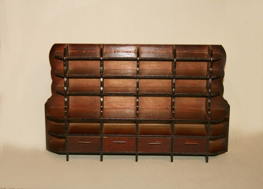 Large Shop Display Cabinet, Reutter Dollhouse Walnut Furnitures, Doll ...