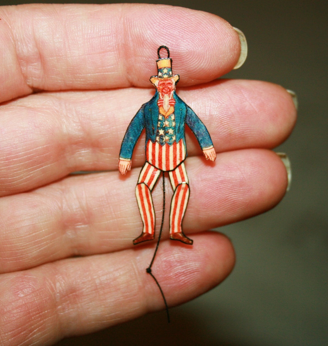Miniaturas de casa de muñecas Tío Sam, Jumping jack, figura de papel
