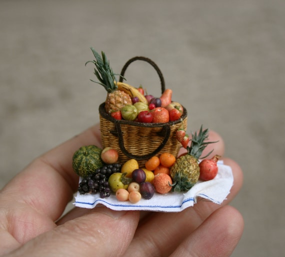 Dolls House 1:12 Accessories Basket Straw Basket 1:12 Miniature Basket Decorative Fruit Market Stall