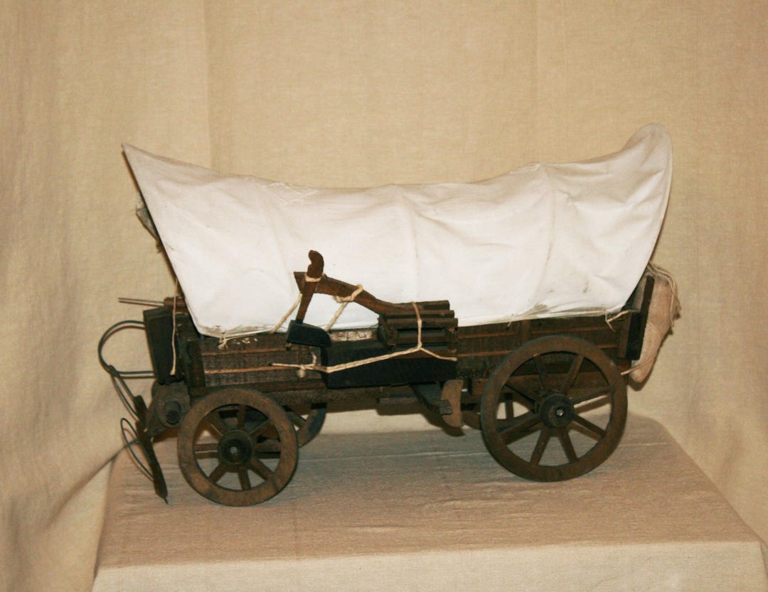 Vintage Western Wood Covered Conestoga Wagon Wild West Settlers Hand ...