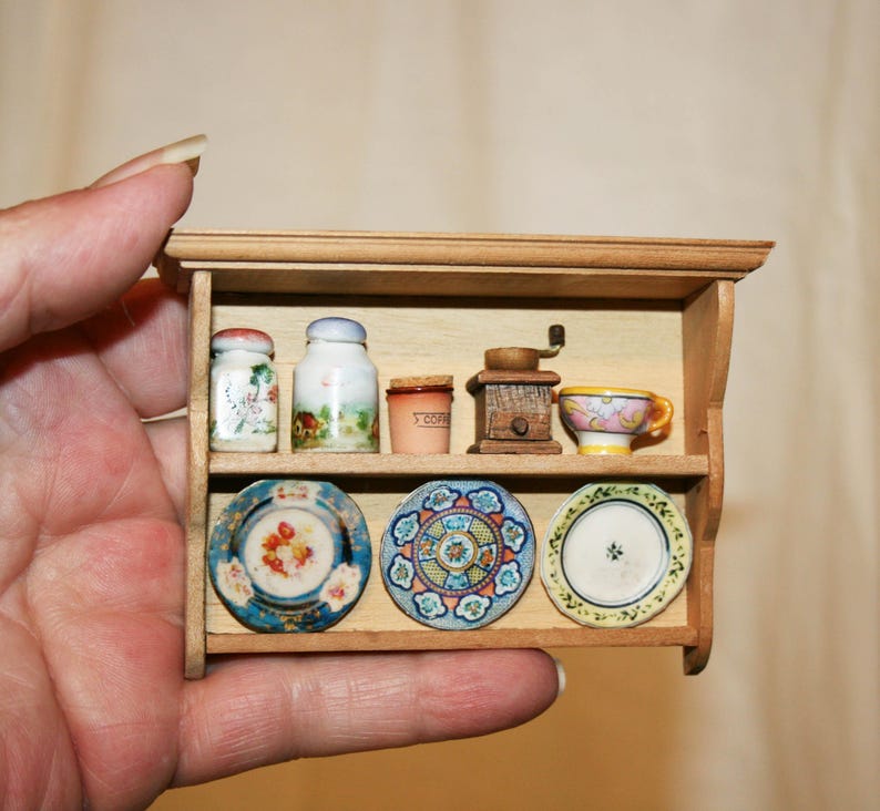 Wall Shelf DISPLAY -unfinished Kitchen Furniture -DOLLHOUSE MINIATURES ...