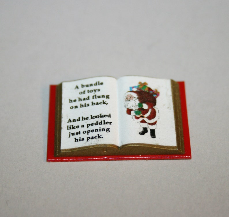 DOLLHOUSE MINIATURES Christmas open books Artisan Handmade Miniature in 12th scale. From CosediunaltroMondo Italy image 6