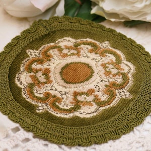 Beautiful  Vintage 90s round velvet carpet / DOLLHOUSE handmade /MINIATURE rug/Collectible antique carpet /victorian / 1:12 scale /gift