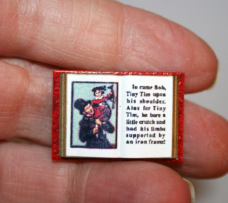 DOLLHOUSE MINIATURES Christmas open books Artisan Handmade Miniature in 12th scale. From CosediunaltroMondo Italy image 4