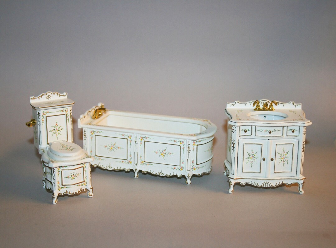 DOLLHOUSE MINIATURES " Bathroom Furniture Set " Artisan Handmade ...
