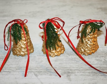 Straw Hand Made Bells, 3 pieces, tree decorations/Hanging decorations/Christmas tree/Gift/Collectible/ Christmas ornaments