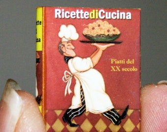 Cook book, cooking recipe, CU9 -DOLLHOUSE Miniatures - Artisan Handmade Miniature books 12th scale - CosediunaltroMondo Italy