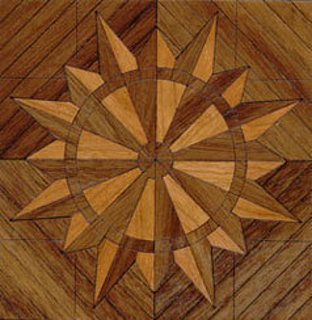 Vtg WOOD PARQUET FLOORING Kit Center Medallion Real Wood Etsy