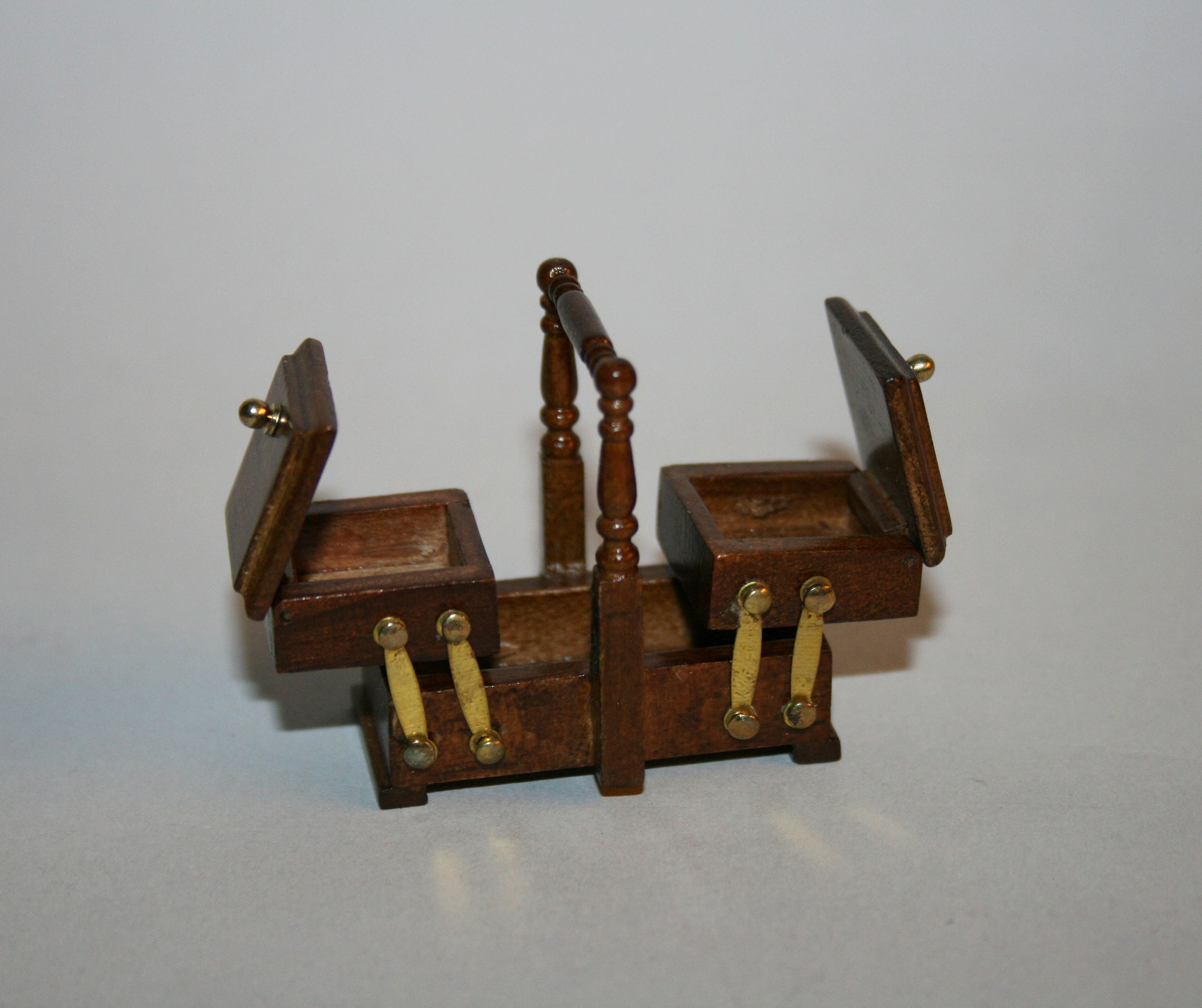 Dollhouse Miniature Filled Sewing Supply Box in Wood 